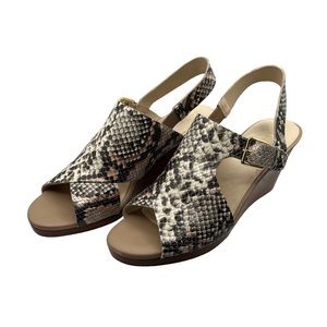 Cole Haan Philomina Wedge Leather Cutout Sandal Size 9